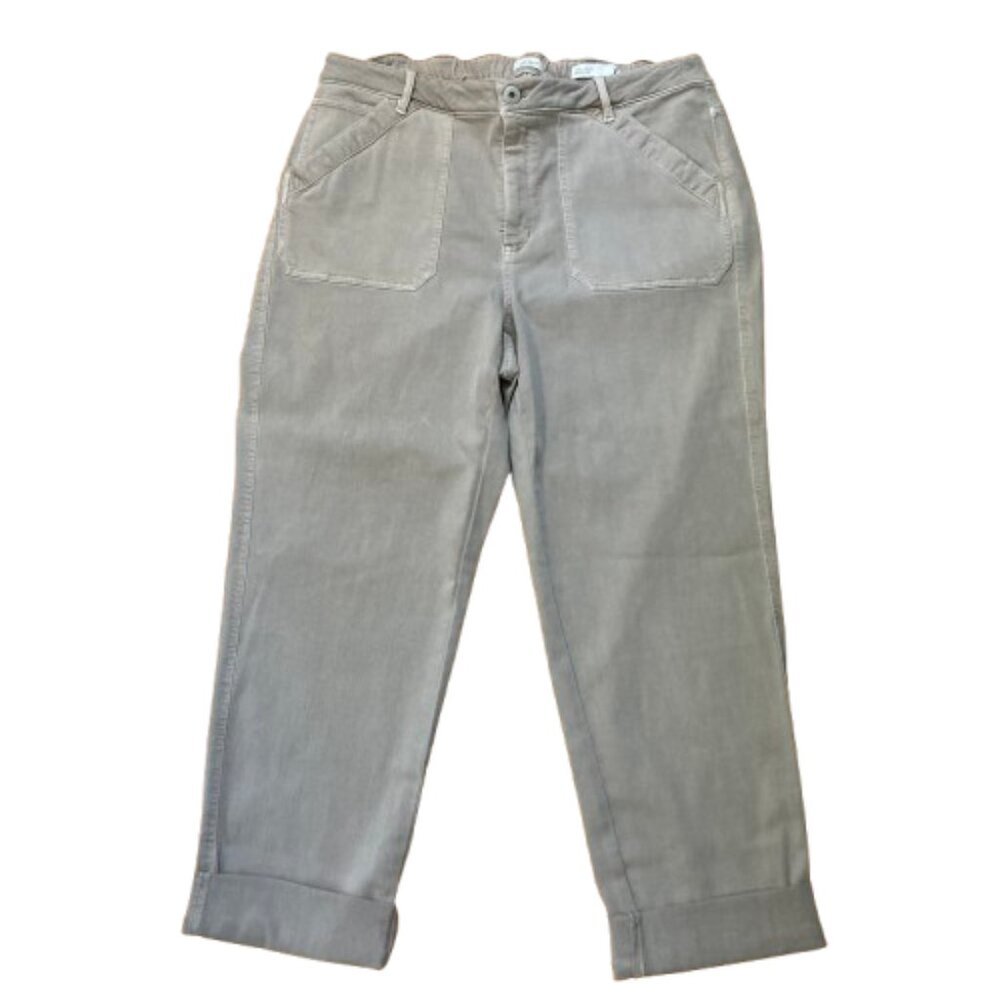 J. Jill High Rise Straight Leg Cropped Khakis Cuffed Hem Stretch Pockets size 18